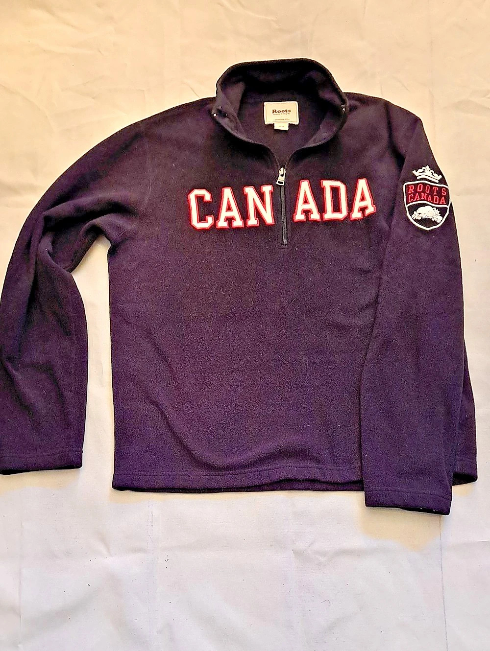 Roots Canada Quarter Zip Fleece Pullover Size Medium